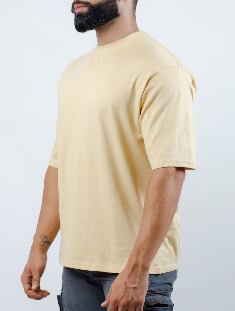 side view of the relaxed fit all day drop shoulder